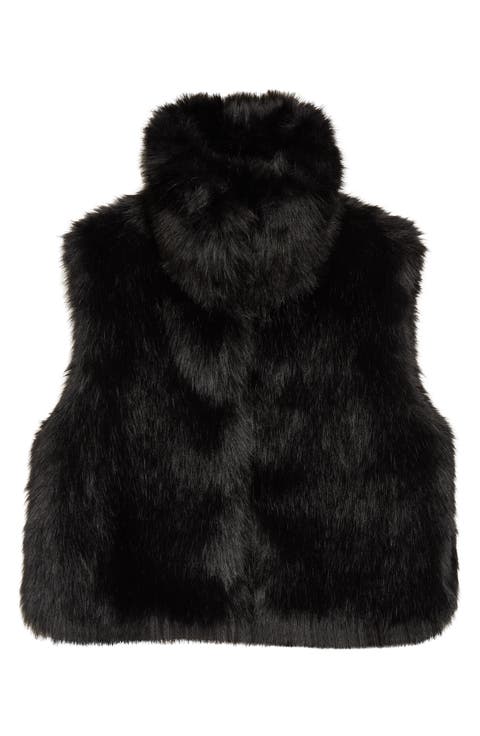 Stand Collar Faux Fur Vest