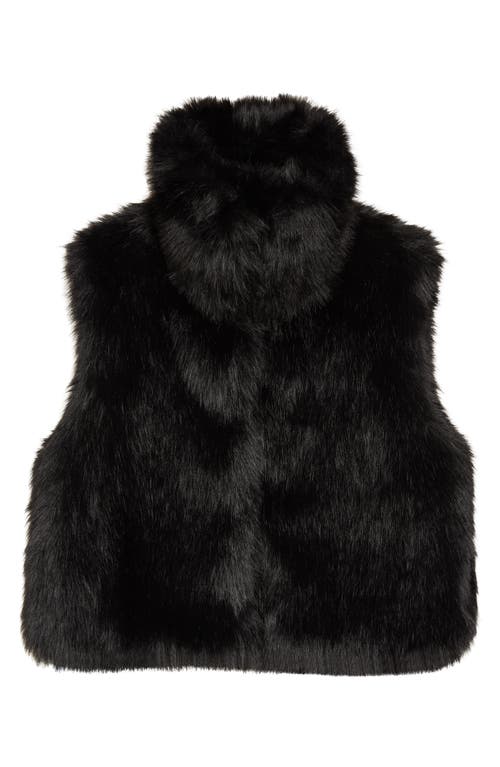 Eenk Stand Collar Faux Fur Vest In Black
