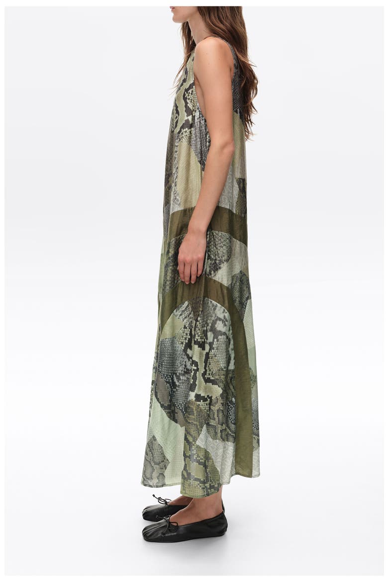 Snake Patchwork A-line Dress, Alternate, color, SNAKE PATCHWORK GREEN