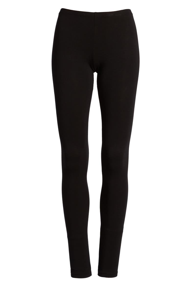 Stretch Cotton Leggings, Alternate, color, BLACK