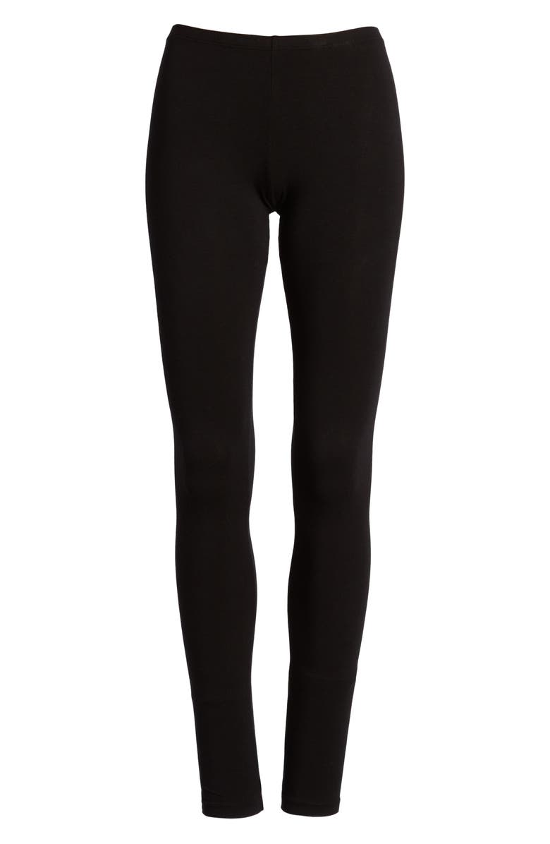 Splendid Stretch Cotton Leggings, Alternate, color, Black