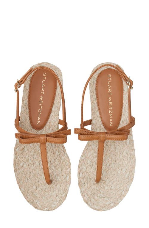 Stuart Weitzman Felicity Leather Bow Espadrille Sandals In Macchiato