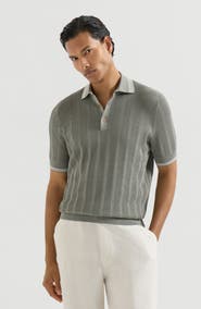 Brunello Cucinelli Cotton textured rib knit polo