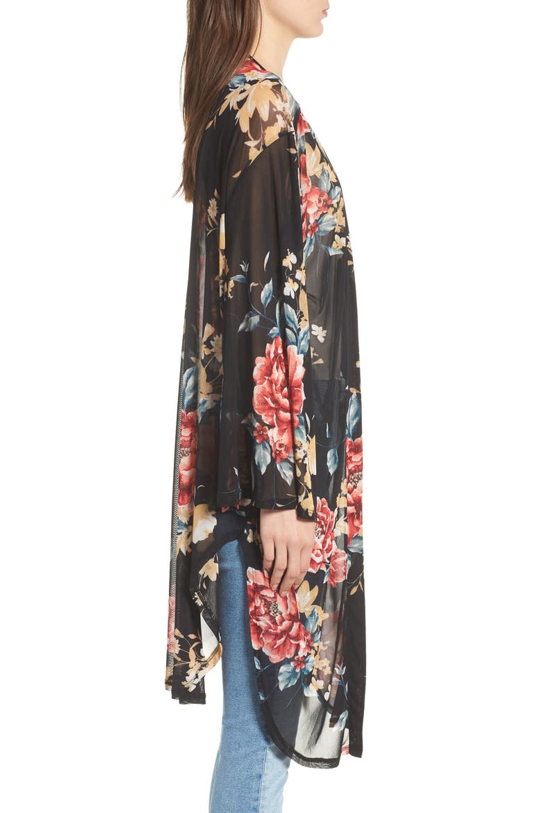 Floral Kimono, Alternate, color, BLACK GROUND RED FLORAL