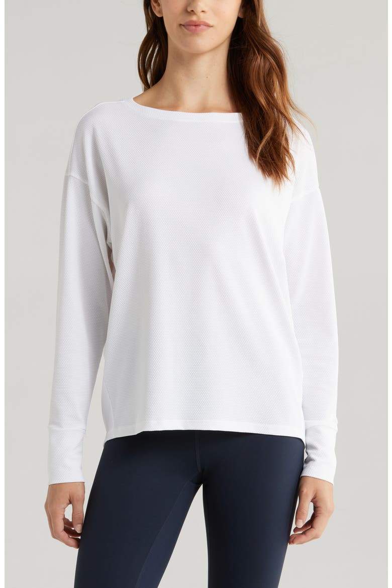 Textured Equilibrium Long Sleeve T-Shirt, Main, color, WHITE
