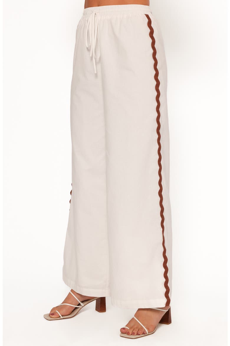 Mollymook Rickrack Trim Cotton Wide Leg Pants, Alternate, color, WHITE TAN