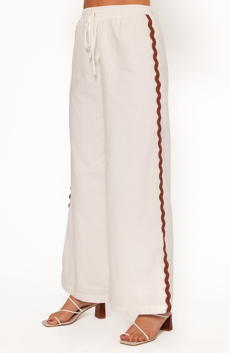 Petal & Pup Mollymook Rickrack Trim Cotton Wide Leg Pants, Alternate, color, White Tan
