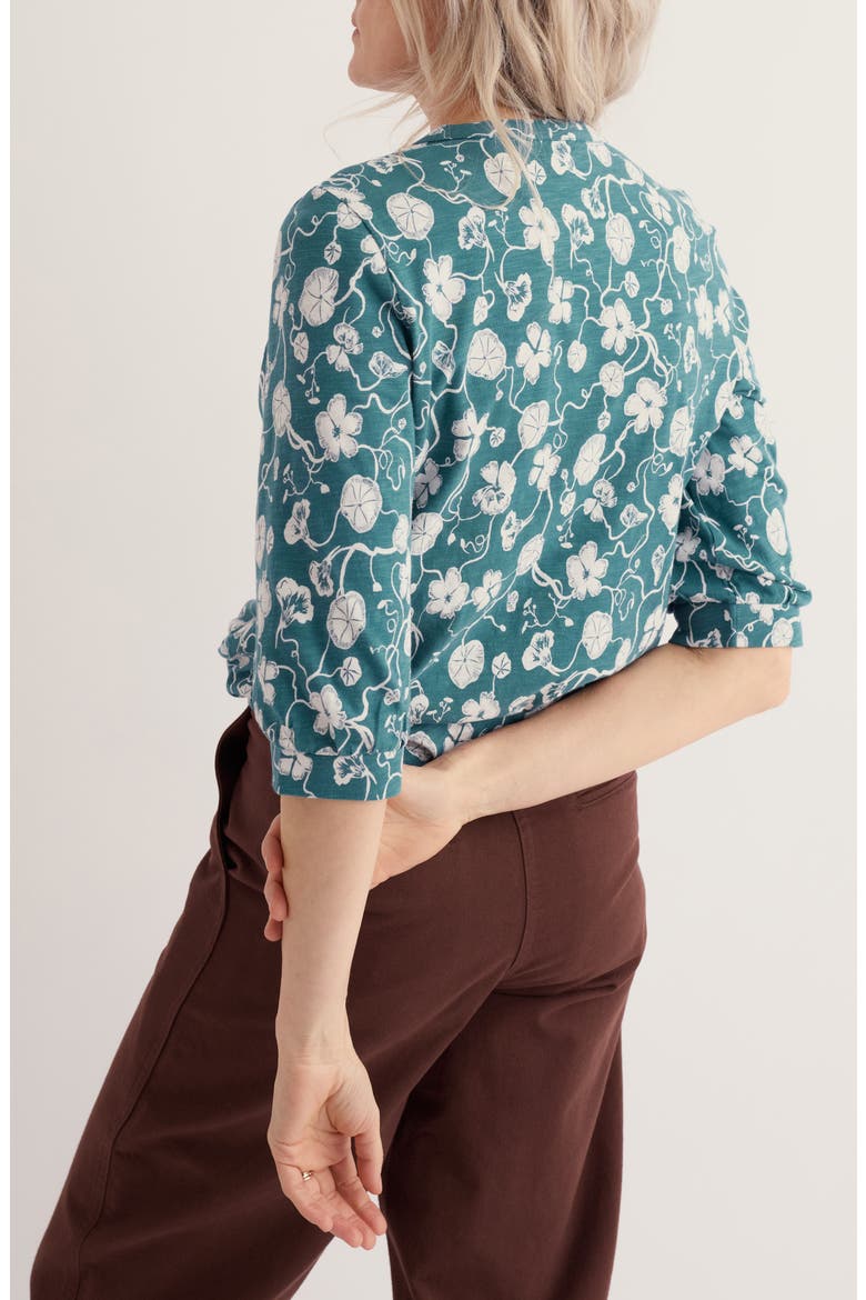 Little Sun Organic Cotton Top, Alternate, color, NASTURTIUM PRESS ESTUARY