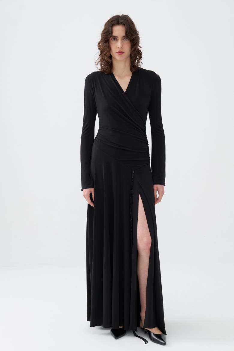 Double Breasted Long Dress, Main, color, Black