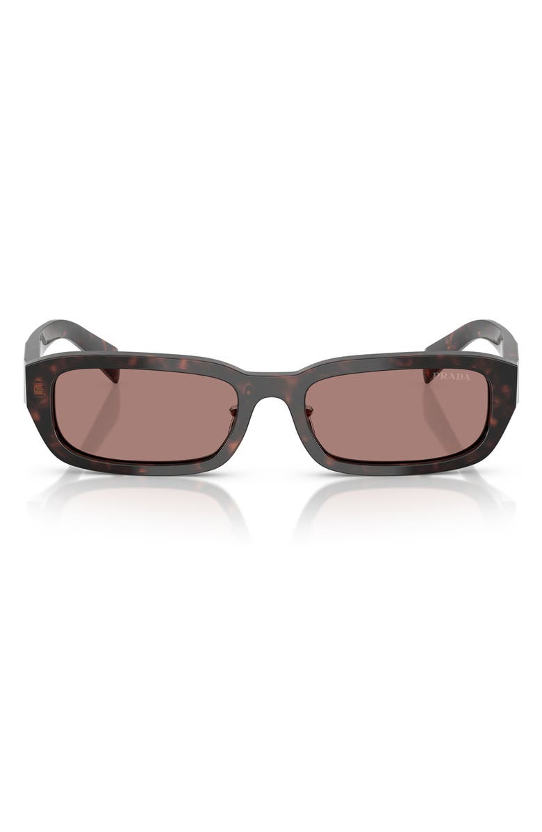 Prada 55mm Rectangular Sunglasses, Main, color, Lite Brown