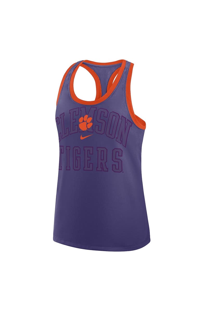 Nike Women's Nike Purple Clemson Tigers Primetime Tri-Blend Racerback Tank Top, Alternate, color, Purple