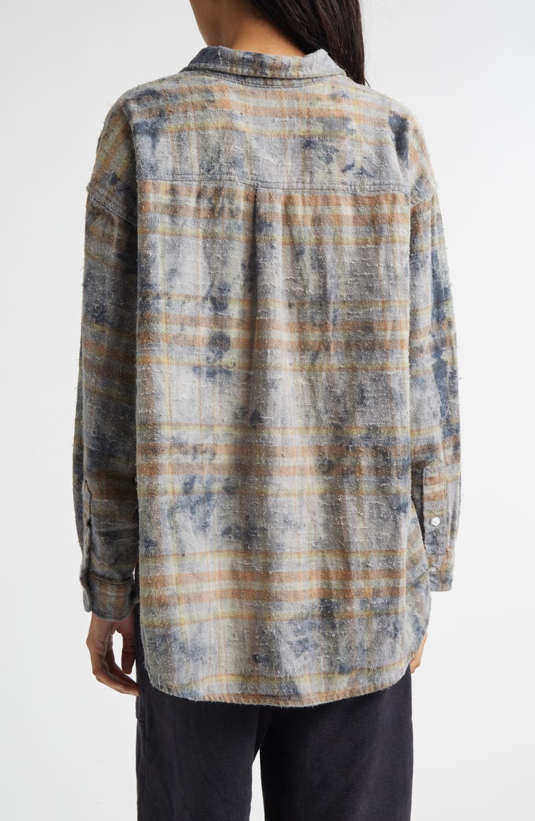 R13 Plaid Cotton Button-Up Boyfriend Shirt, Alternate, color, Overdyed Light Blue Plaid