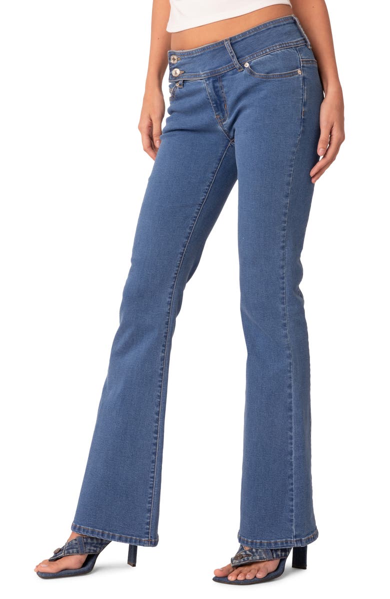 EDIKTED Doll Low Rise Flare Leg Jeans, Alternate, color,