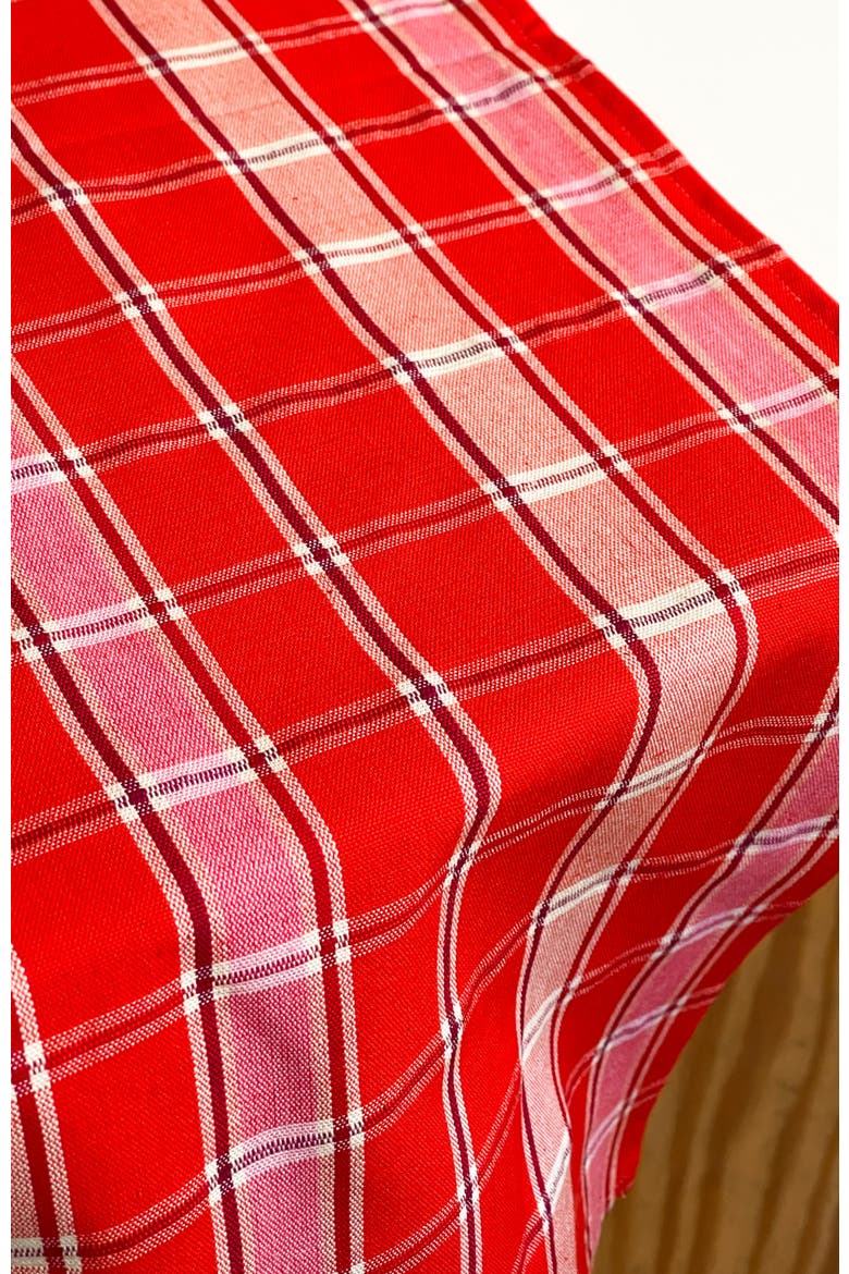 Handwoven Holly Cotton Table Runner, Alternate, color, Red Plaid