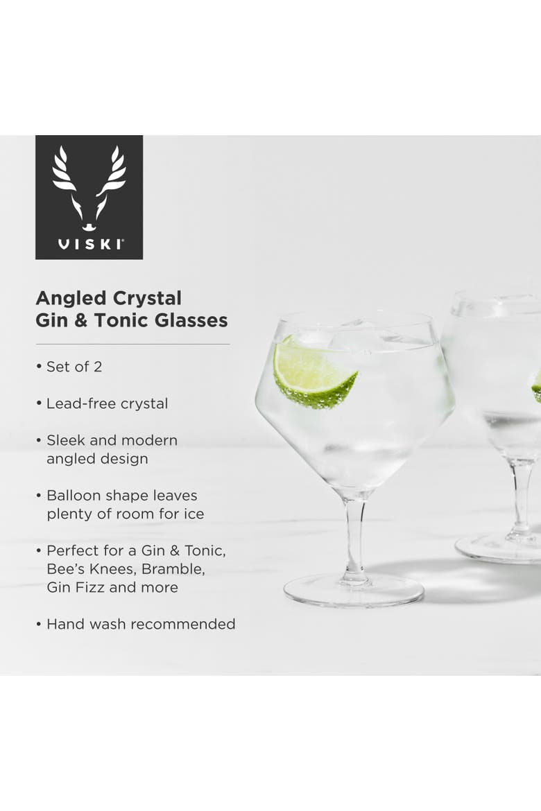 Raye Crystal Angled Gin & Tonic Glasses Set of 2, Alternate, color, Clear