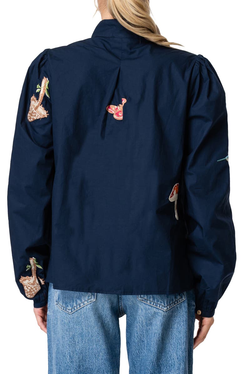 CIEBON Emmy Nature Embroidered Cotton Popover Top, Alternate, color, Navy