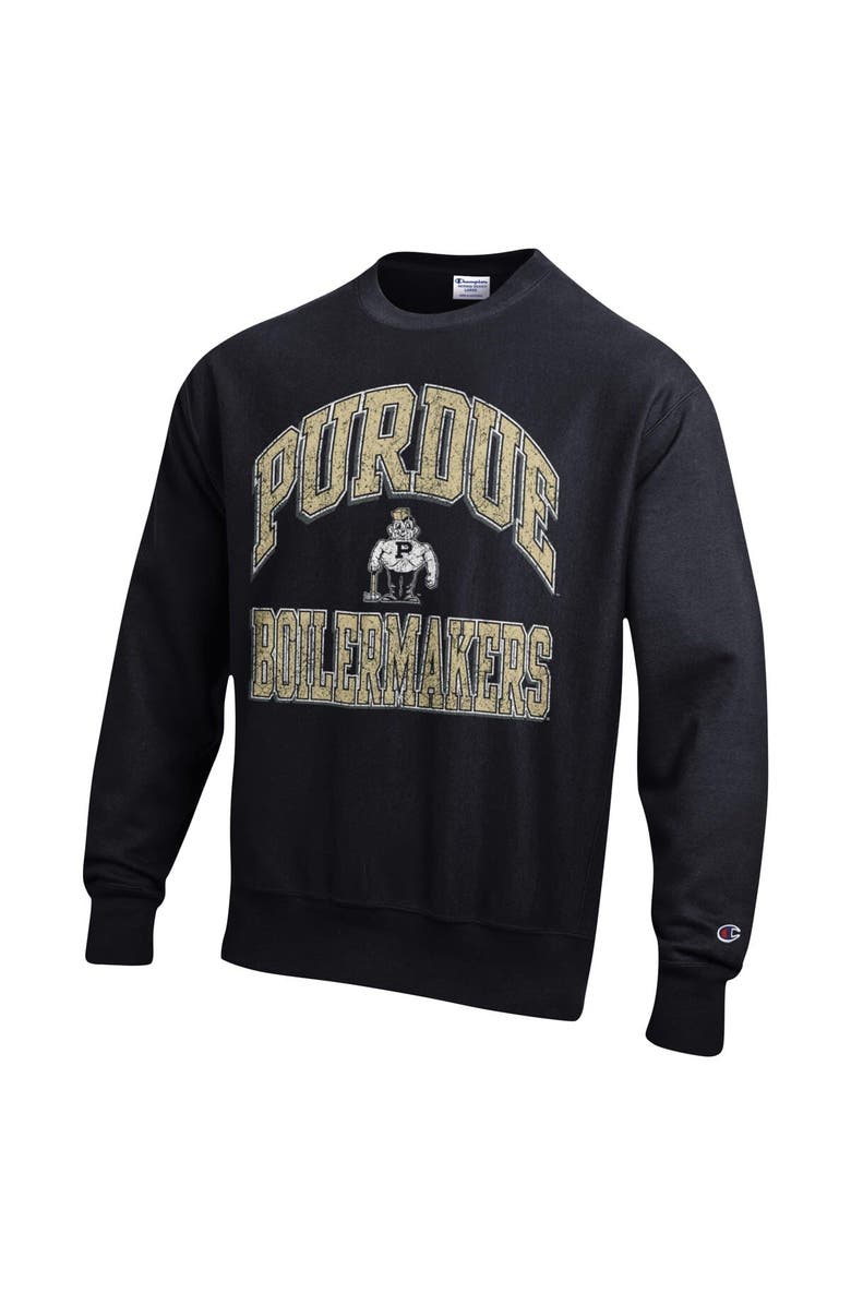Champion Men's Champion Black Purdue Boilermakers Vault Late Night Reverse Weave Pullover Sweatshirt, Alternate, color, Black