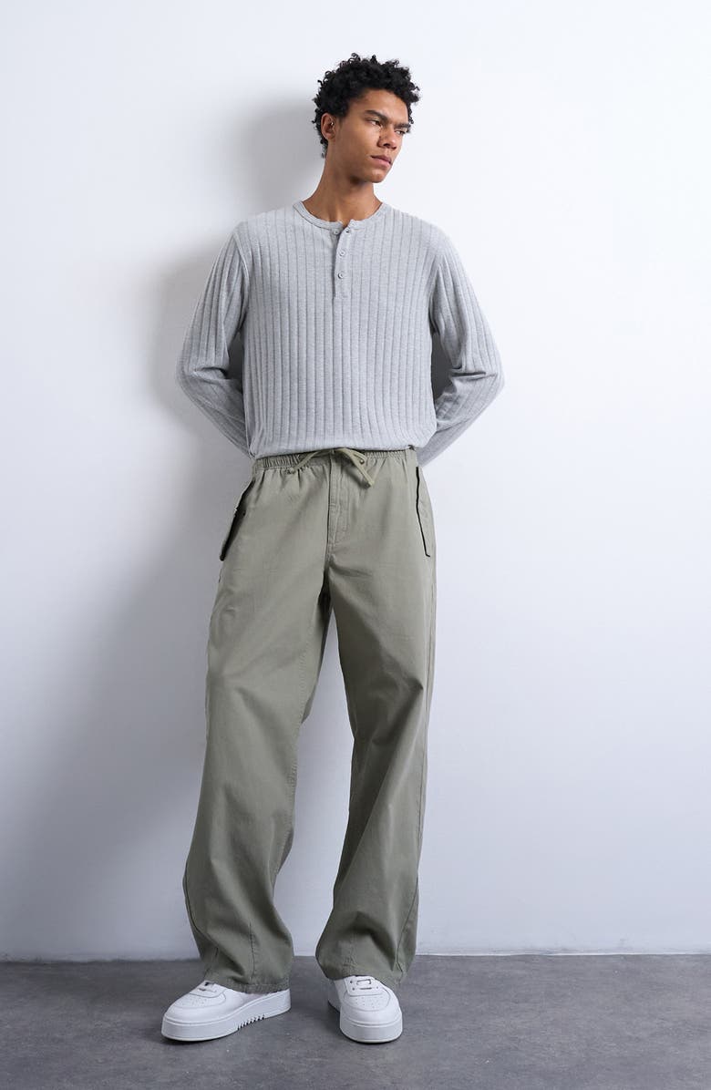 Topman Baggy Canvas Trousers, Alternate, color, Khaki