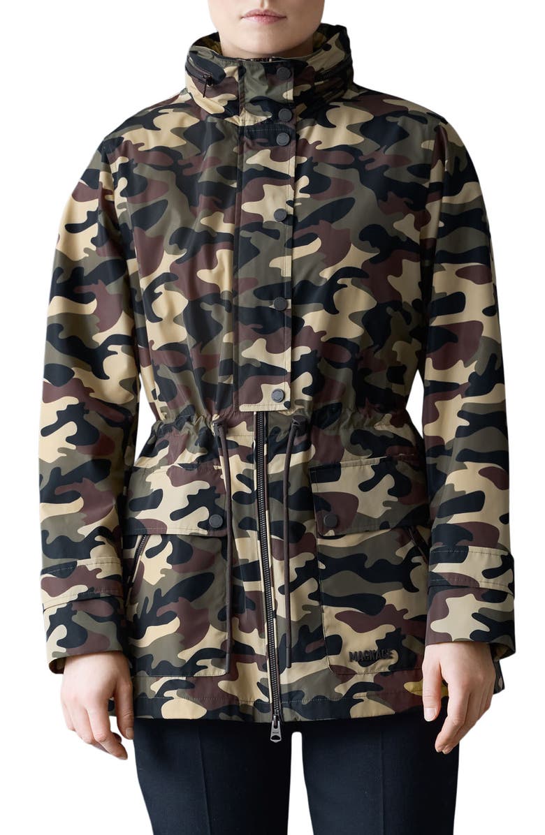 Mackage Keryn Hooded Rain Jacket, Main, color, Camouflage Print