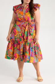 SUGARLIPS Milana Floral Dynamite Cotton Midi Dress
