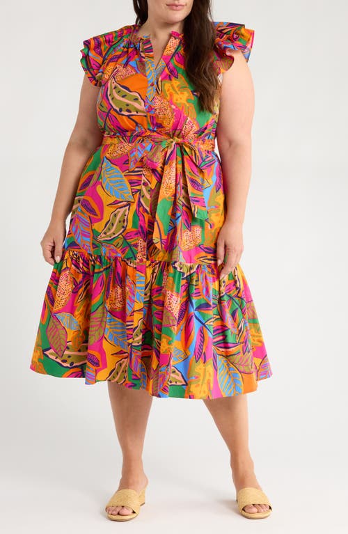 Sugarlips Milana Floral Dynamite Cotton Midi Dress In Multi