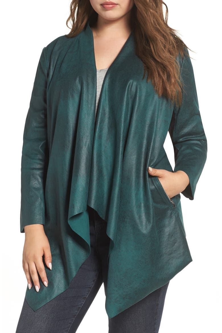 Stretch Faux Suede Jacket, Main, color, SEA MOSS