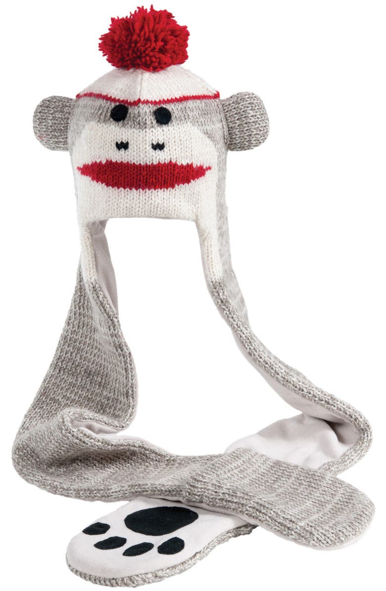 Nirvanna Designs Cute Monkey Hatscarf, Main, color, Grey