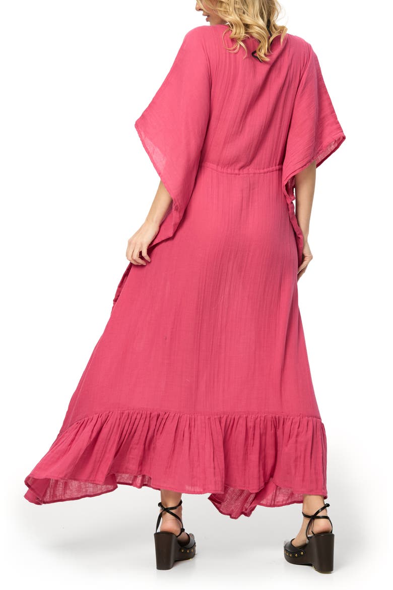 Colorful Crochet V-Neck Cover-Up Kaftan, Alternate, color, MAGENTA