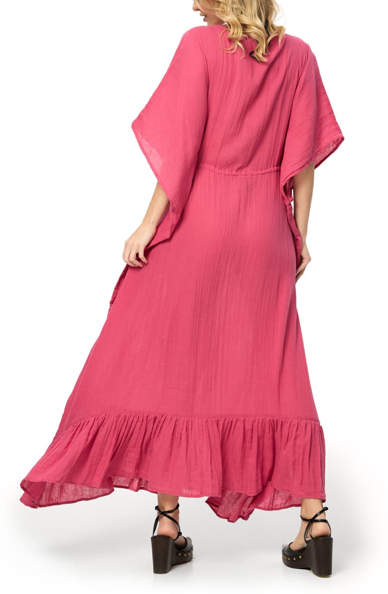 SAACHI Colorful Crochet V-Neck Cover-Up Kaftan, Alternate, color, Magenta
