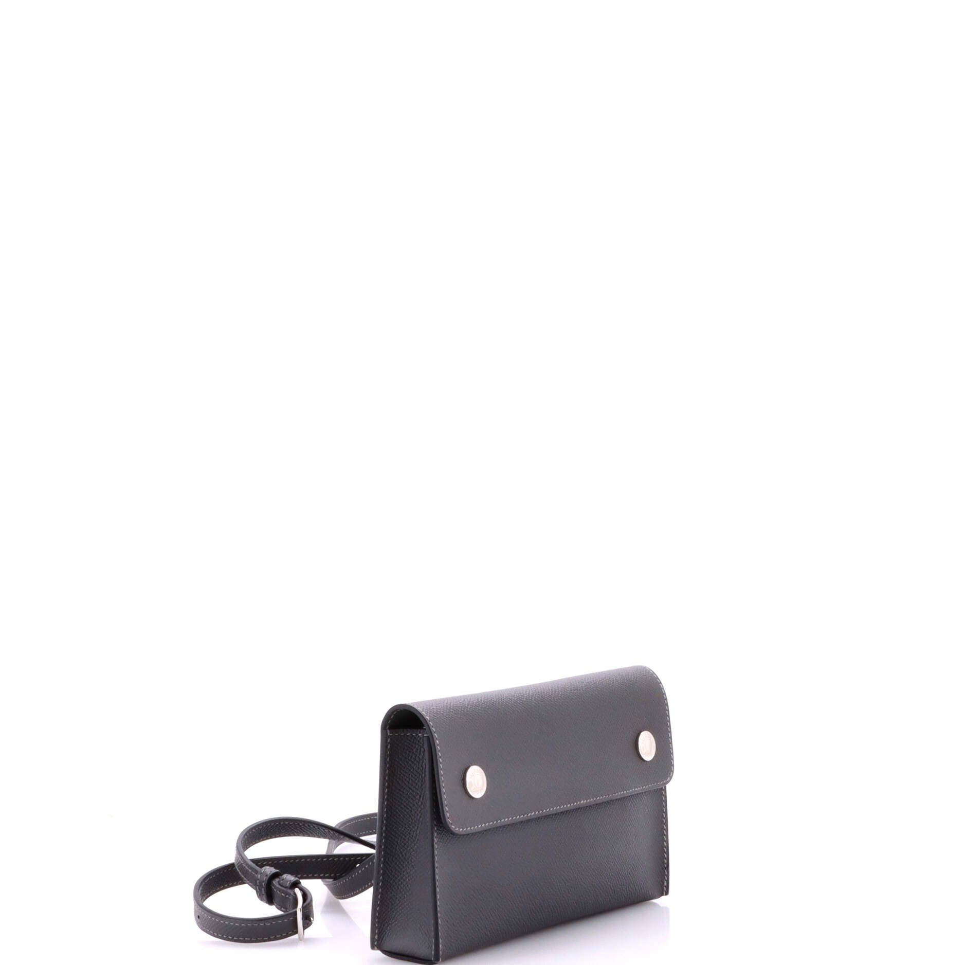 Pre-Owned Hermes Double Snap Pochette Crossbody Epsom, Alternate, color, Gris Misty