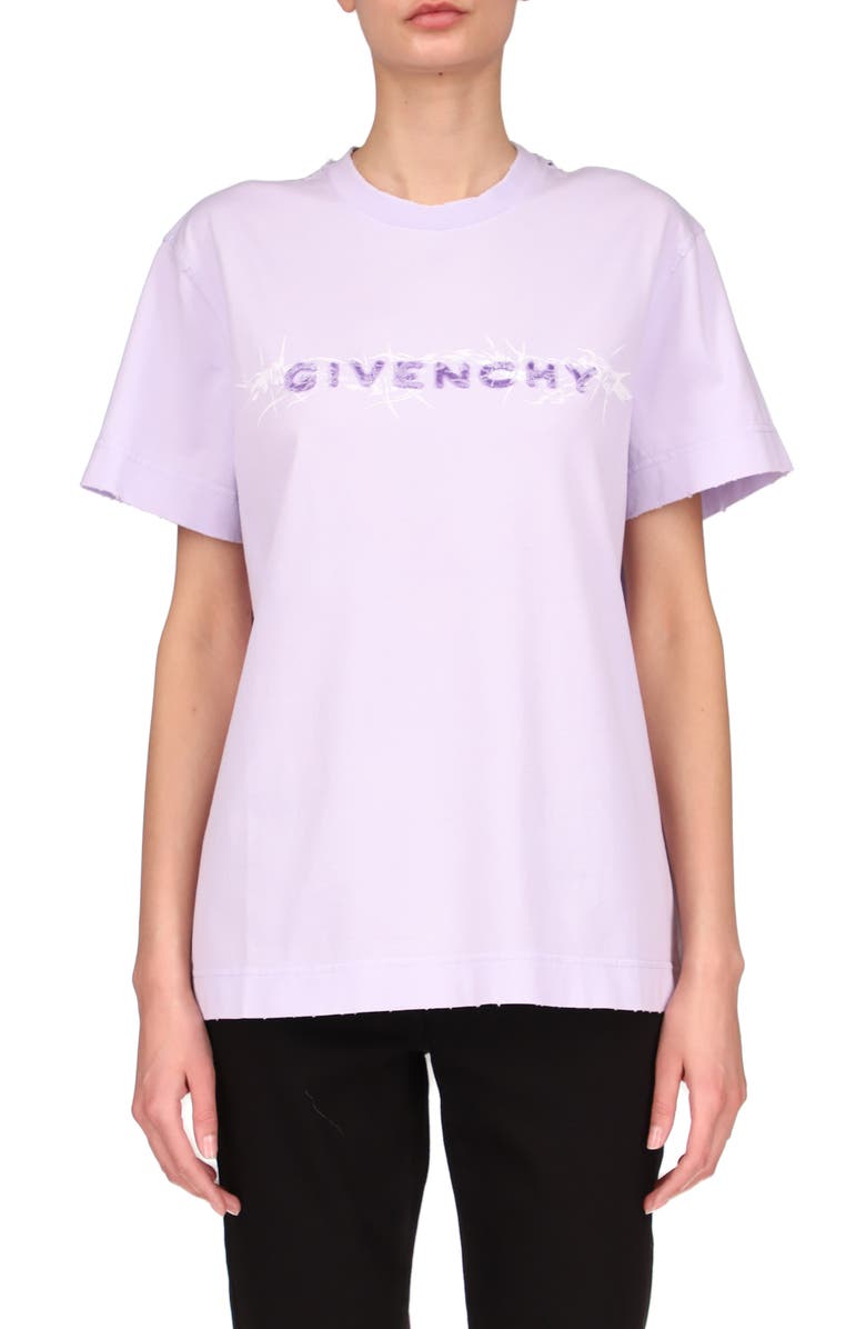Givenchy Barbed Wire Logo Distressed Cotton Graphic Tee, Main, color,