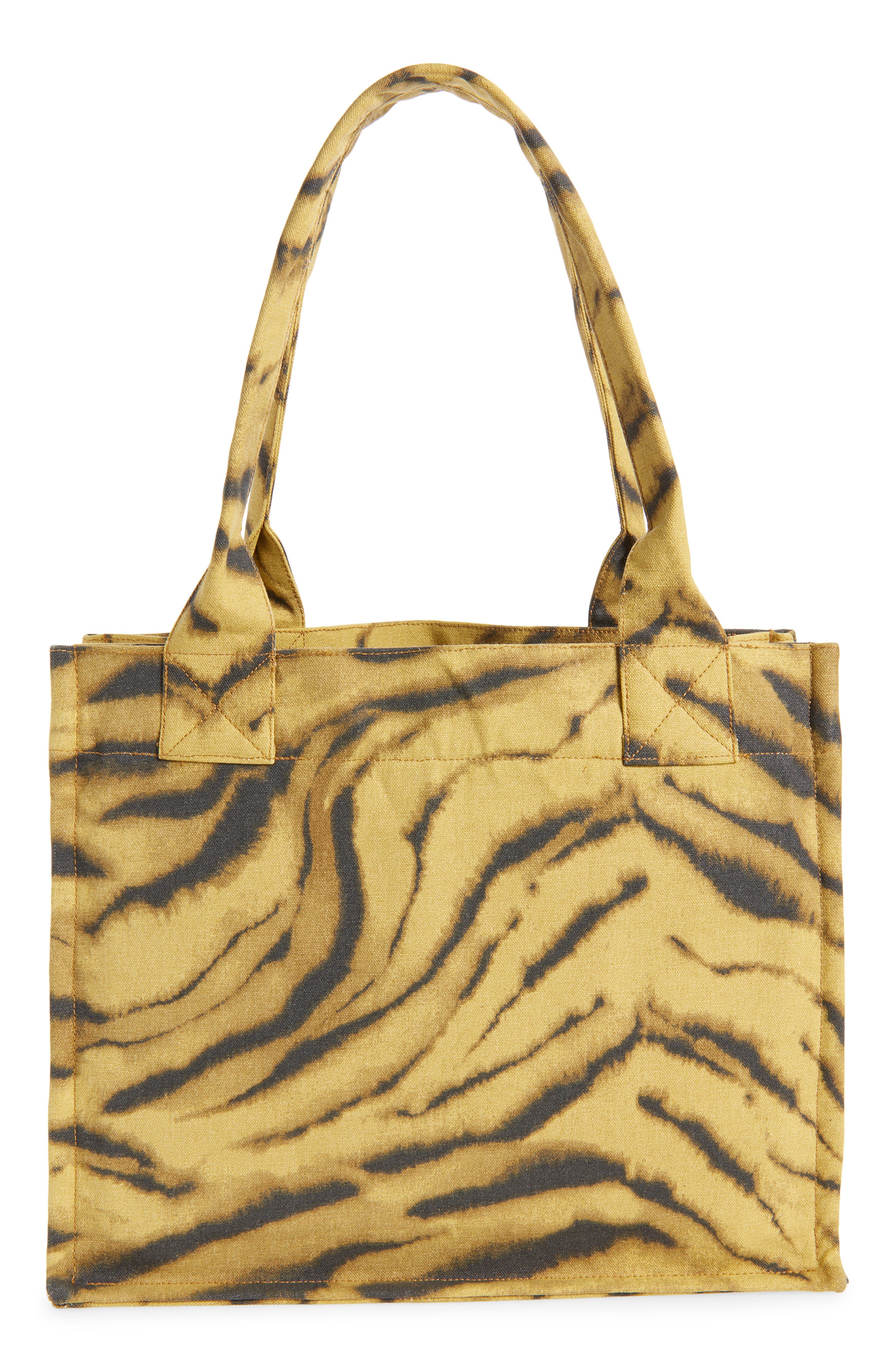 Ganni Large Zebra Print Shopper, Alternate, color, 