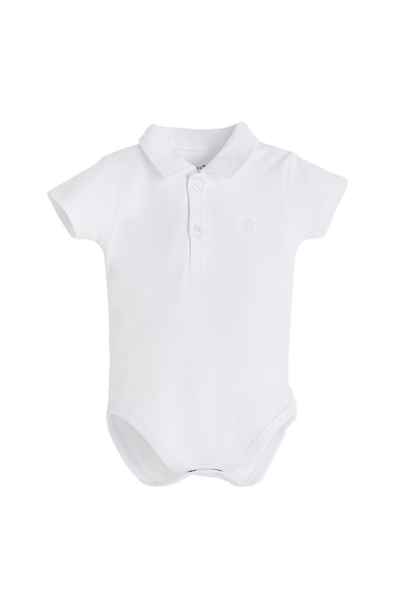 College Polo Bodysuit for Infant, Main, color, White