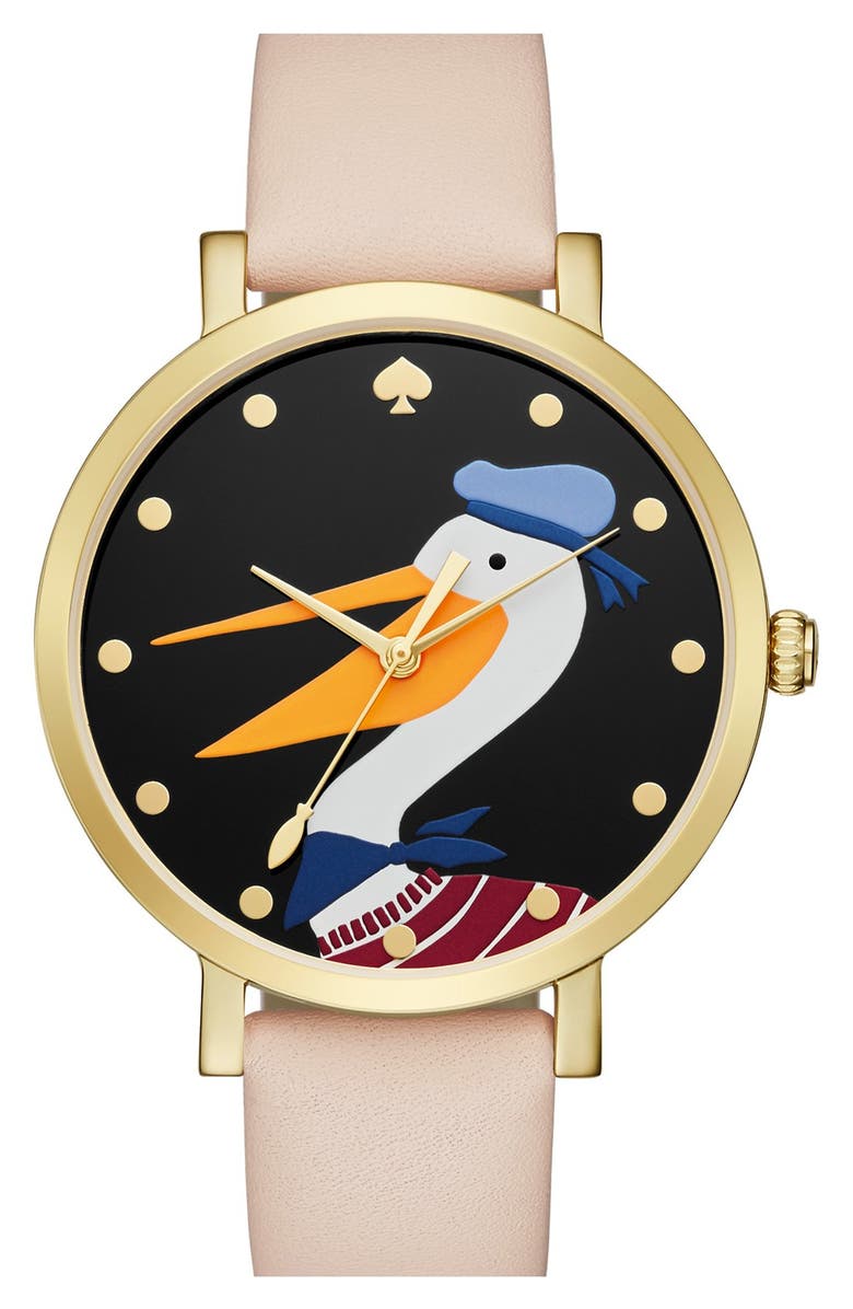 Kate Spade New York 'metro grand' leather strap watch, 38mm, Main, color, 