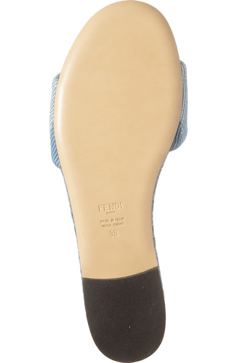 Fendi Signature Logo Slide Sandal, Alternate, color, Bianco Blu Ceruleo