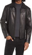 Cole Haan Smooth Lamb Leather Collared Jacket
