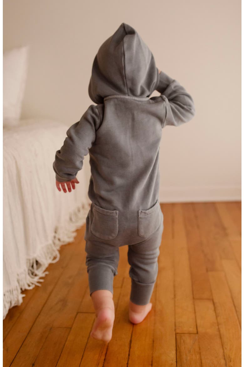 Hooded Organic Cotton Zip Romper, Alternate, color, MOONSTONE
