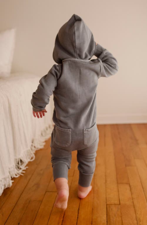 L'ovedbaby Hooded Organic Cotton Zip Romper In Blue
