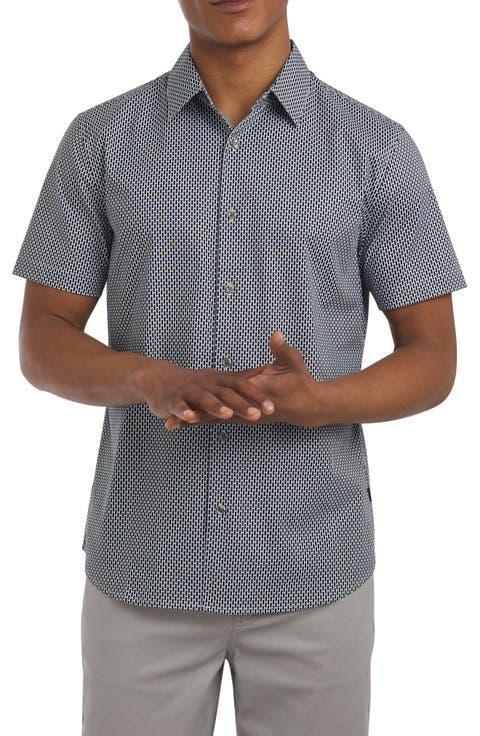 Campbell Short Sleeve Stretch Cotton Button-Up Shirt
