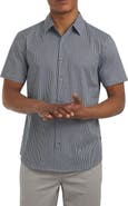 DKNY SPORTSWEAR Campbell Short Sleeve Stretch Cotton Button-Up Shirt