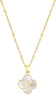 Adornia Mother-of-Pearl Clover Initial Pendant Necklace