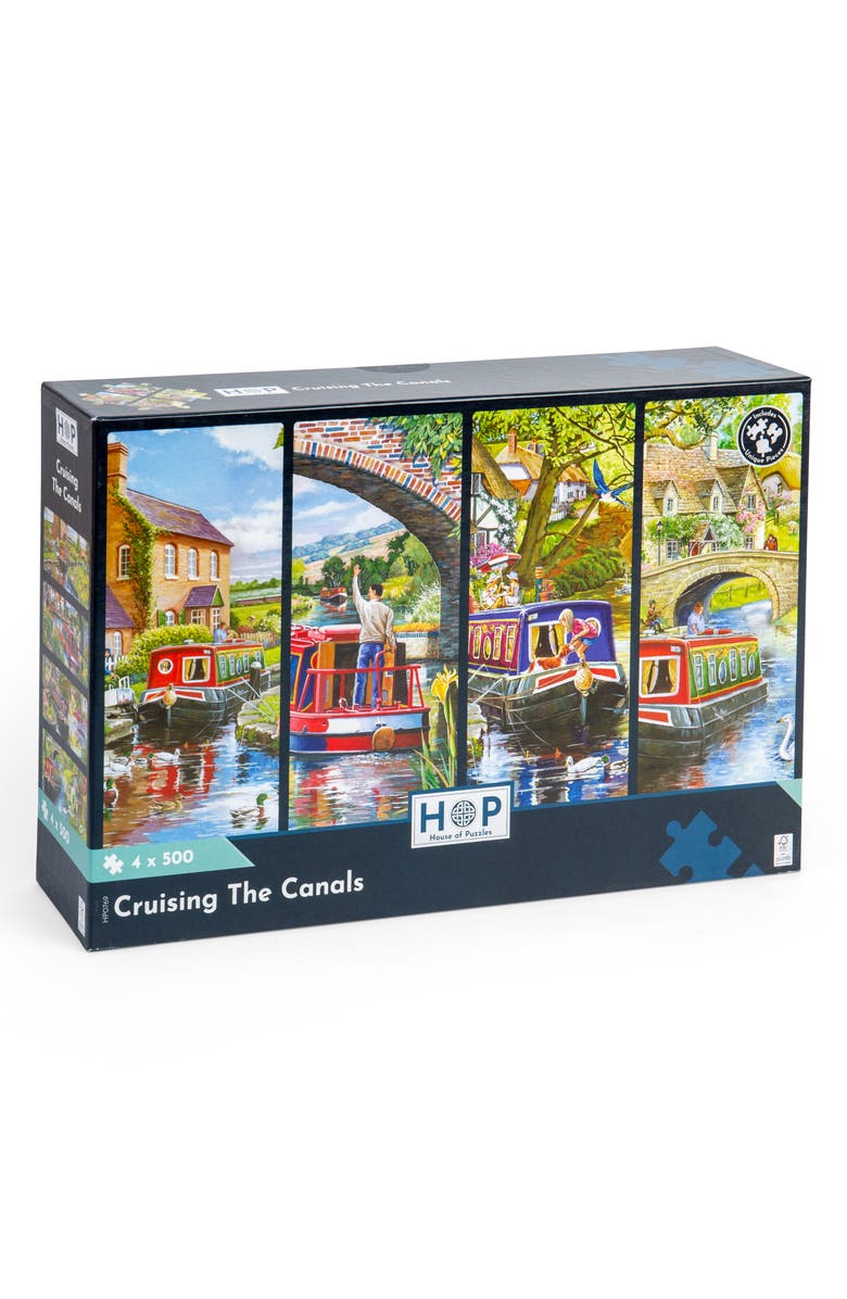 The House of Puzzles Cruising the Canals Assorted 4-Pack 500-Piece Jigsaw Puzzles, Main, color, 