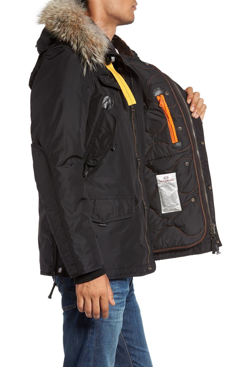 Parajumpers 'Right Hand' Water Repellent Down Jacket with Faux Fur & Genuine Coyote Fur Trim, Alternate, color,