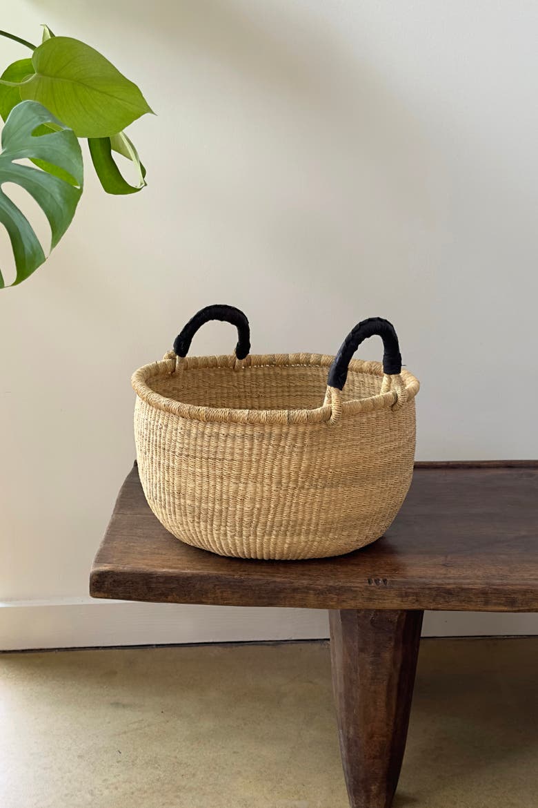 Handwoven Natural Bolga Basket, Alternate, color, Black