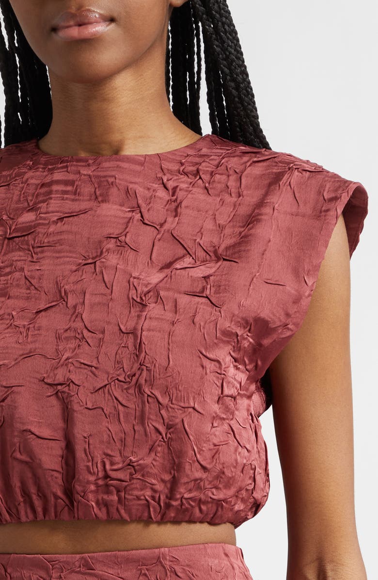 Ulla Johnson Gisella Crinkle Satin Crop Top, Alternate, color, Fig