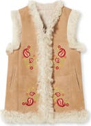 Fortela Sheep Leather Floral Embroidery Gilet