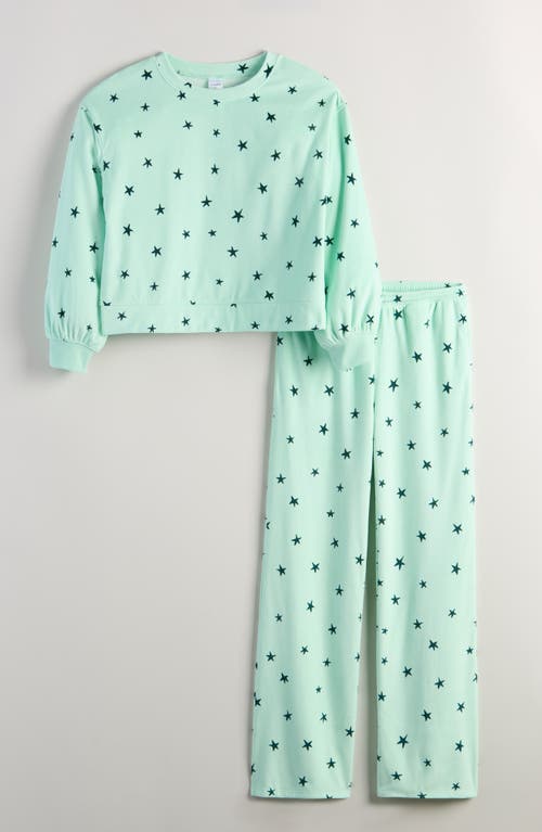 Nordstrom Kids' Sporty Velour Pajamas In Green