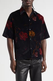 AMIRI Floral Velveteen Camp Shirt