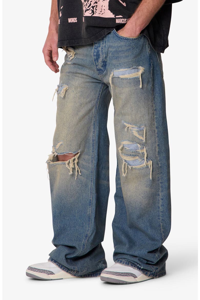 Ultra Wide Distressed Jeans, Alternate, color, BLUE