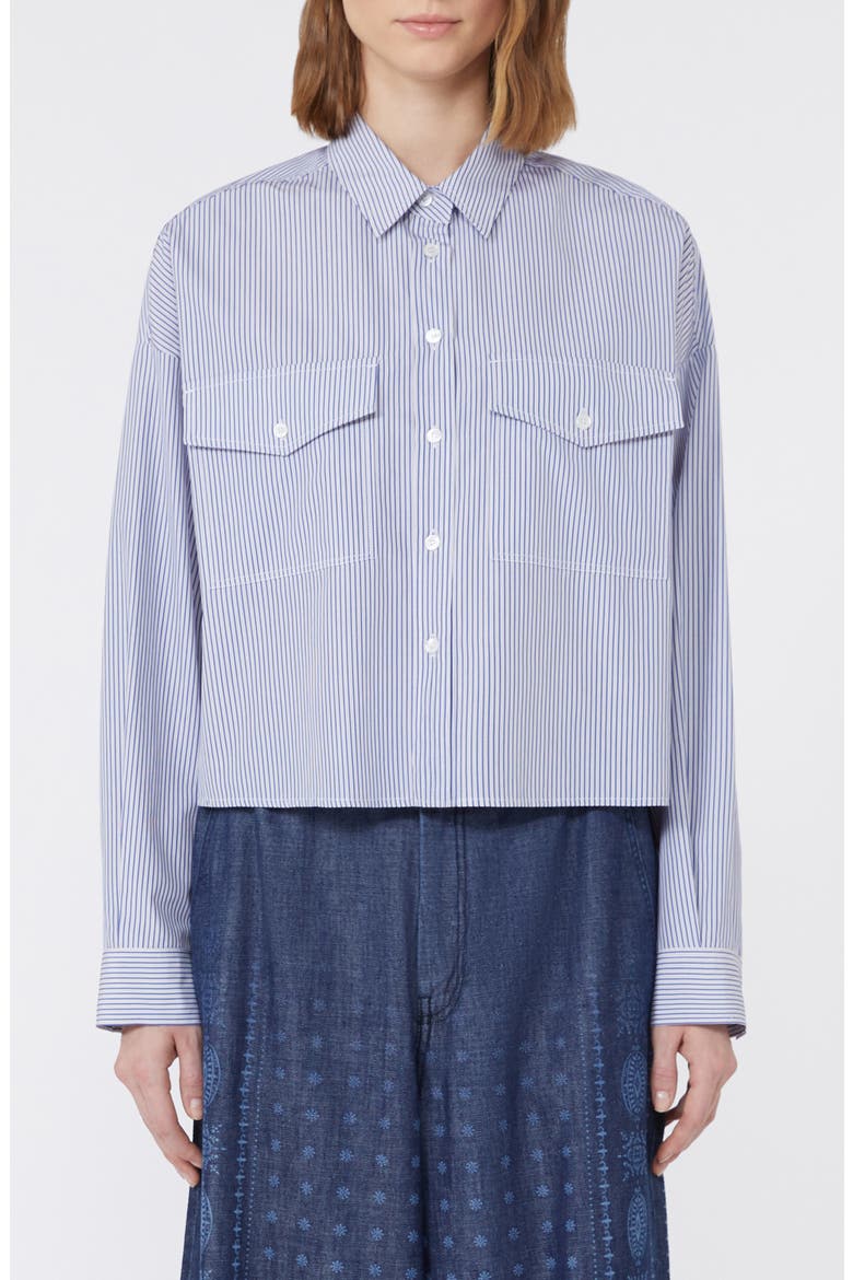 Doria Stripe Colorblock Button-Up Shirt, Main, color, NAVY